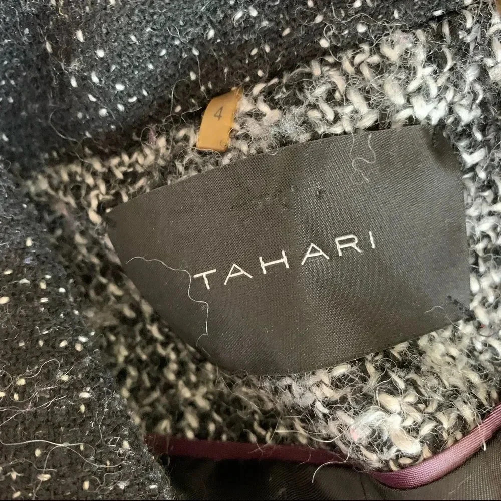Tahari Wool Blend Tweed Jacket Ruffle Detail - Picture 8 of 10